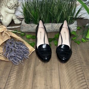 💥Ann Klein Walnut Black Loafer style Heels